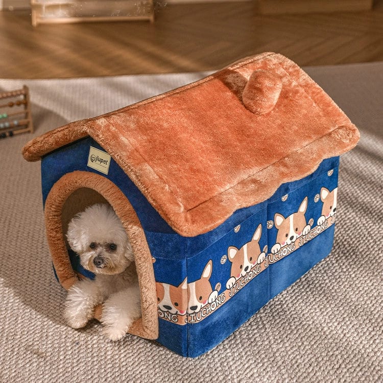Fluffisimo® Doghouse Bed - Blue Corgis